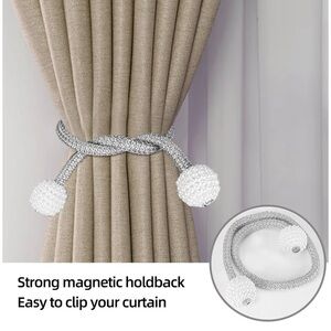NWOT Elegant White Beaded Curtain Tiebacks MAGNETIC